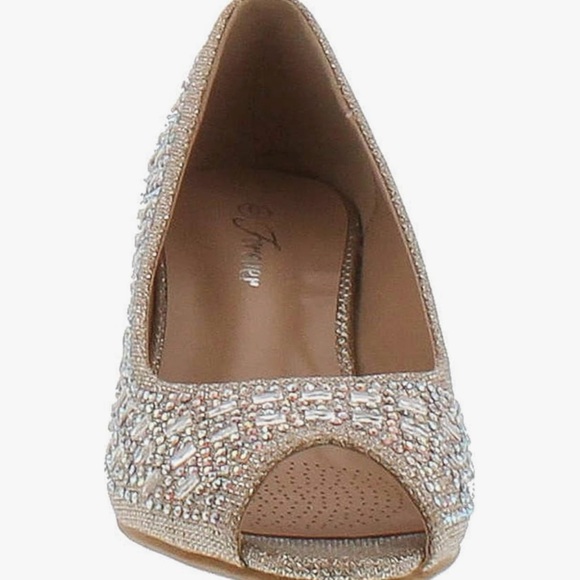 Sparkling Rhinestone Peep-Toe Wedges - Picture 4 of 4